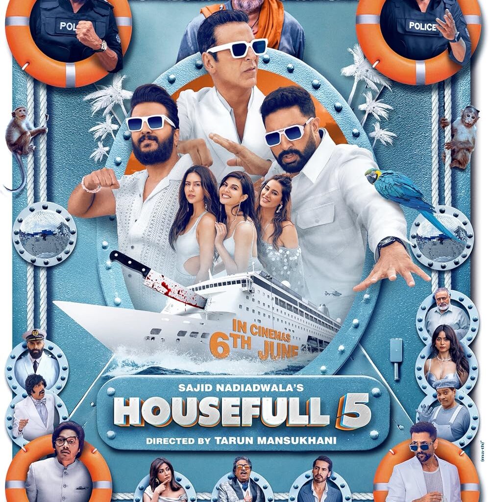 Movie poster for Housefull 5 featuring the main cast in a colorful, comedic design with the title prominently displayed